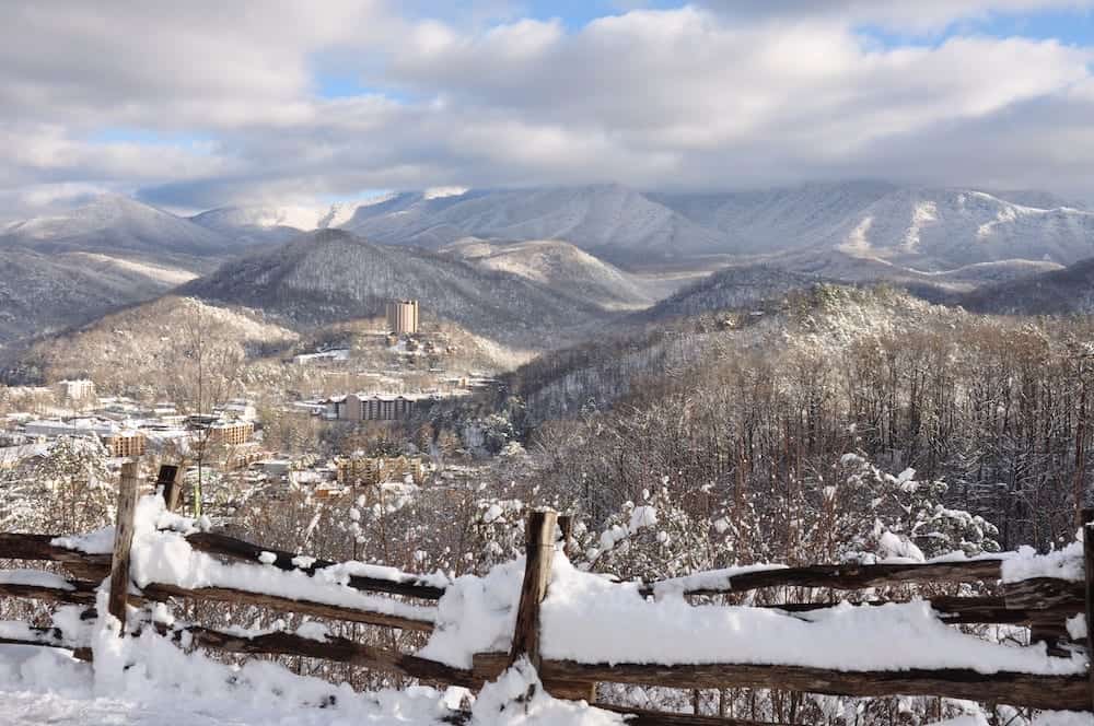view of gatlinburg during the winter